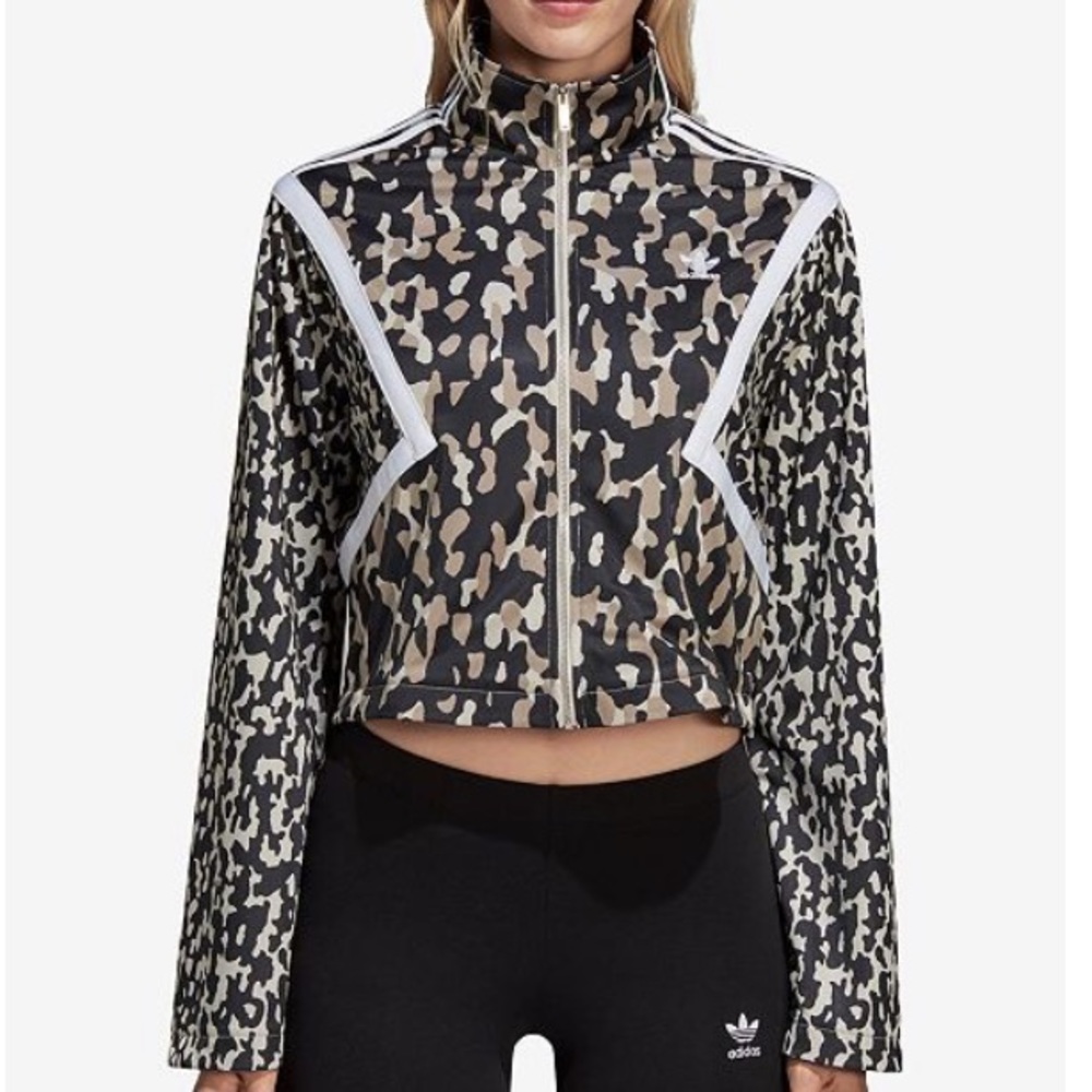 adidas leopard print cropped jacket
